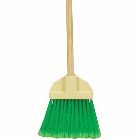 BRUSKE 9 In. W. x 37 In. L. Wood Handle Flared Lobby Household Broom, Green Bristles 5407-12